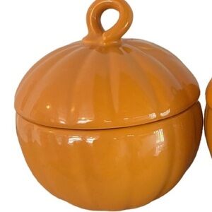 Pfaltzgraff Ceramic Thanksgiving Pumpkin Candy Dish with Lid– Fall Harvest Bowl